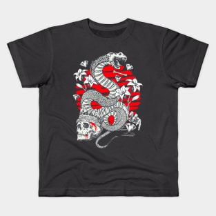 Snake Flowers Diamonds and a Skull Kids T-Shirt